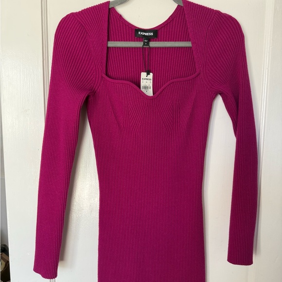 Express Pink Ribbed Knit Top - Picture 4 of 4